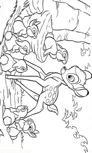 kolorowanka Bambi malowanka do wydruku Disney z bajki dla dzieci nr 23